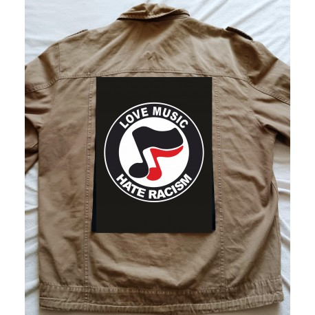 Zádová nášivka Love Music Hate Racism